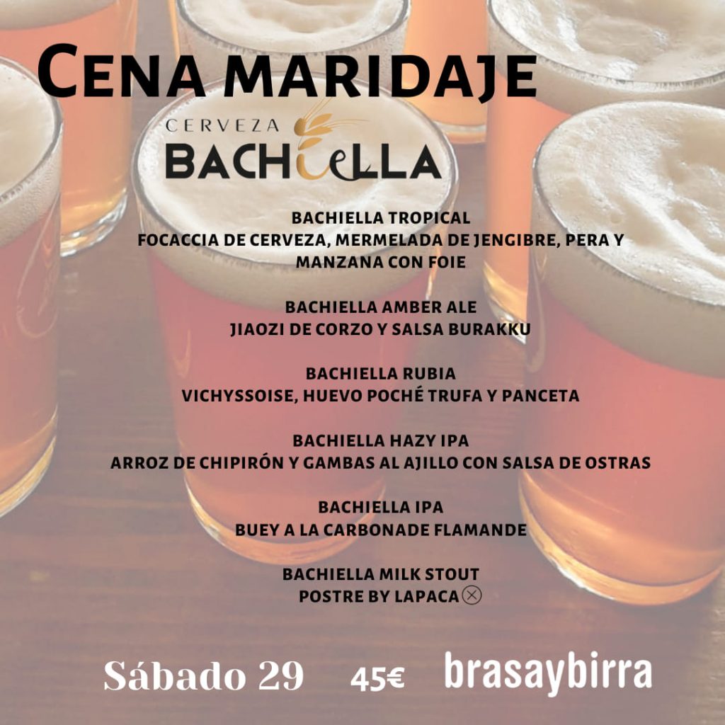 Cena maridaje con Cerveza Bachiella 29 enero 2022