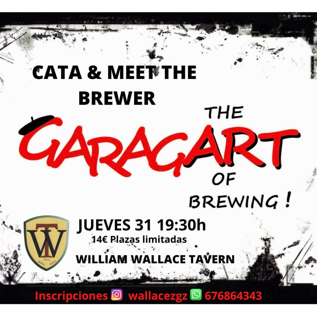Carte del evento Meet the Brewer con GaragArt en William Wallace Tavern