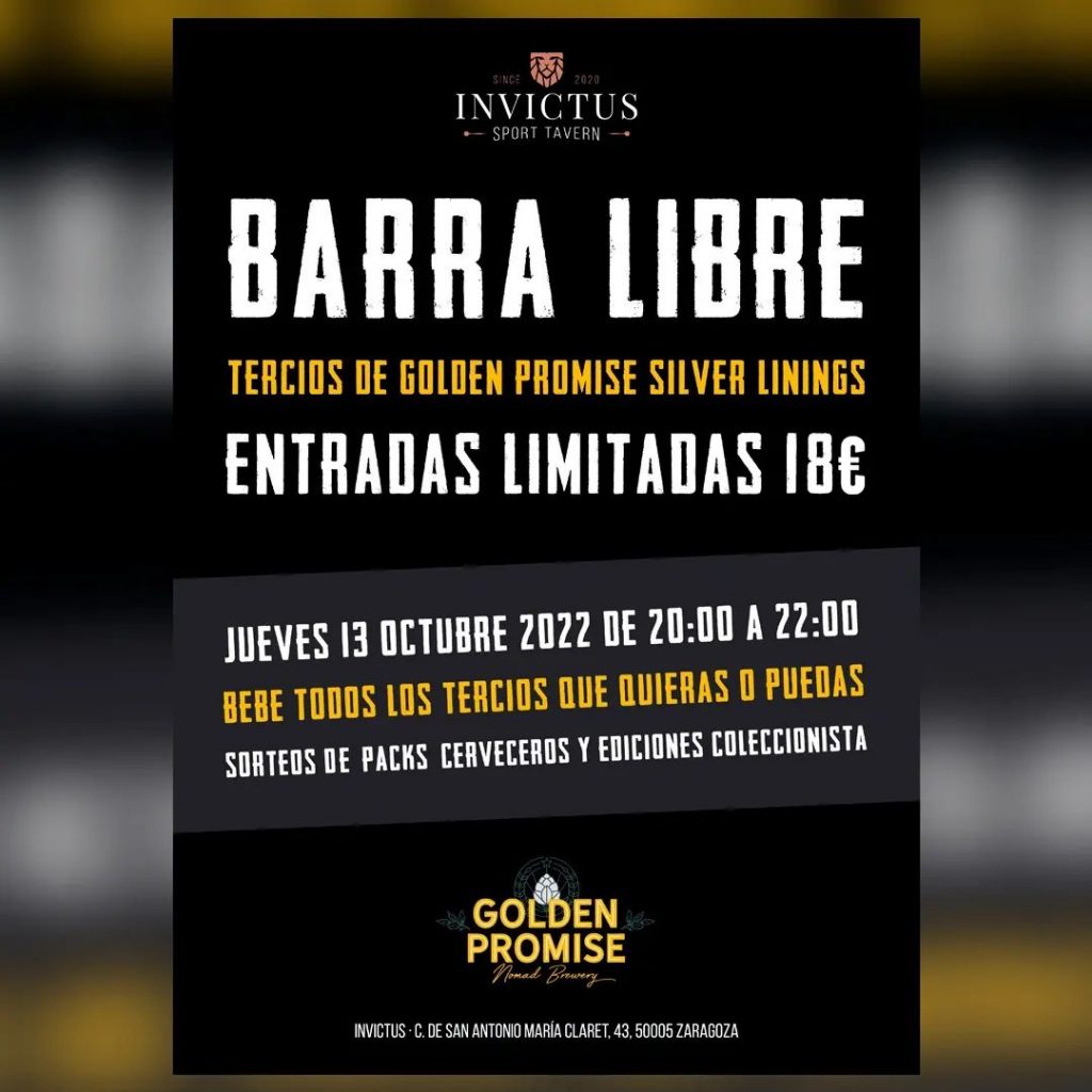 Barra libre Golden Promise Brewing en Invictus Sport Tavern