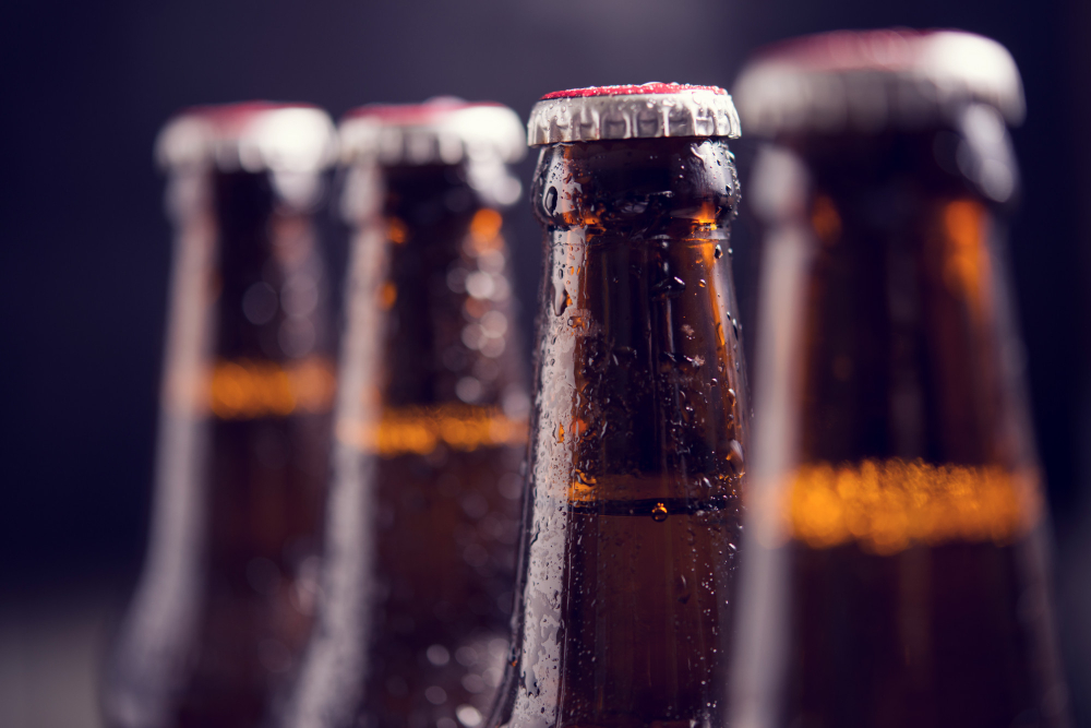 2ª edición del E-BEER en la Feria de Zaragoza 1 close up glass bottles of beer with ice on dark background