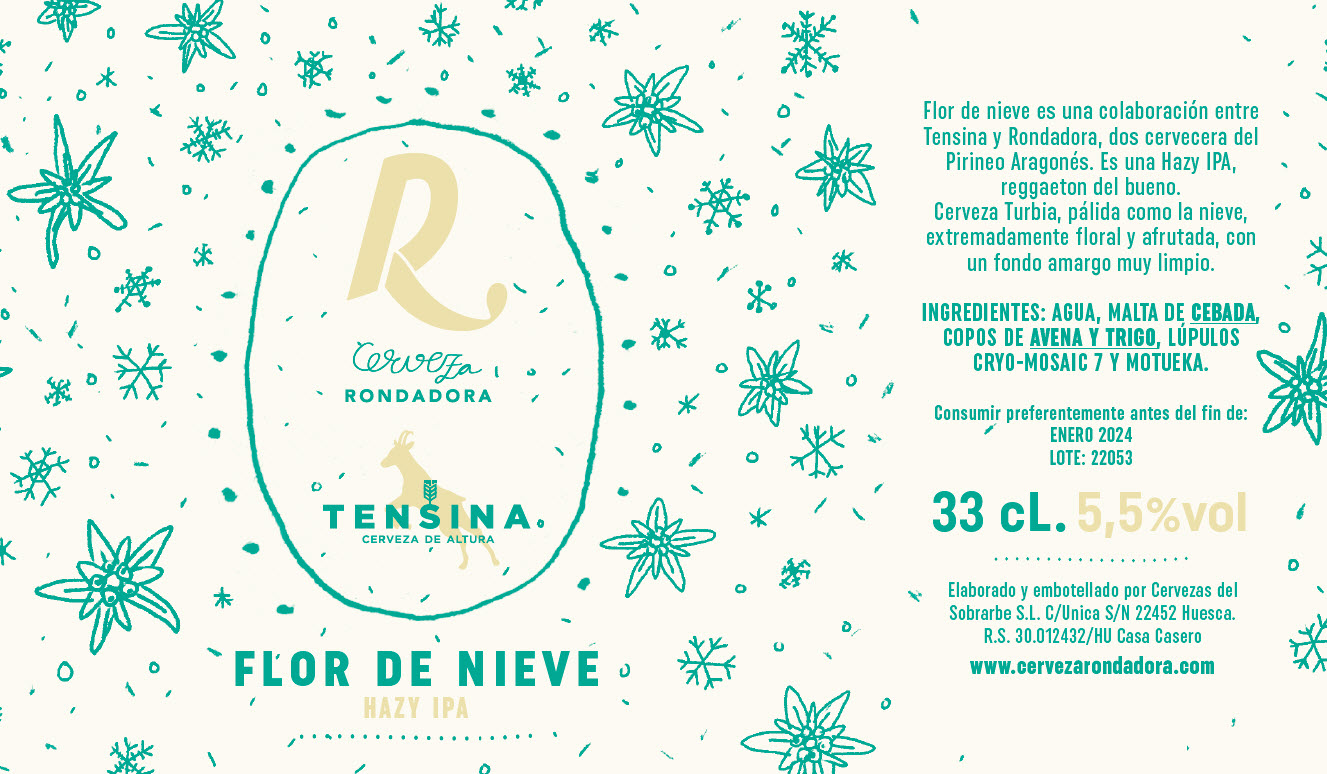 Flor de Nieve, colaboración entre Rondadora y Tensina 1 Rondadora Imagen etiqueta Flor de Nieve
