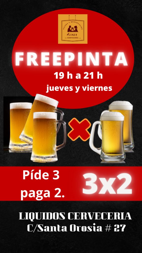 Oferta Freepinta 3x2 en Líquidos cervecería