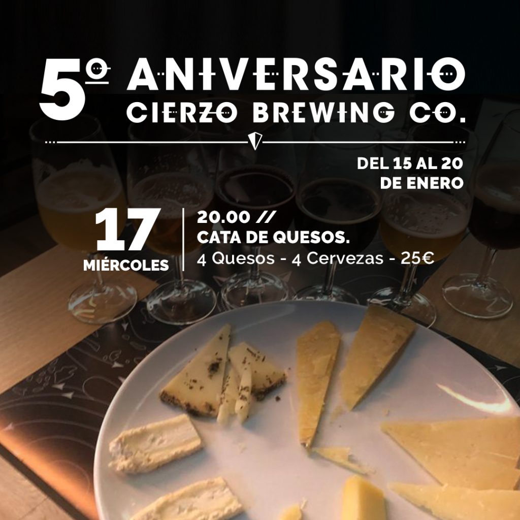 Cata maridada quesos 5º Aniversario brewpub Cierzo Brewing