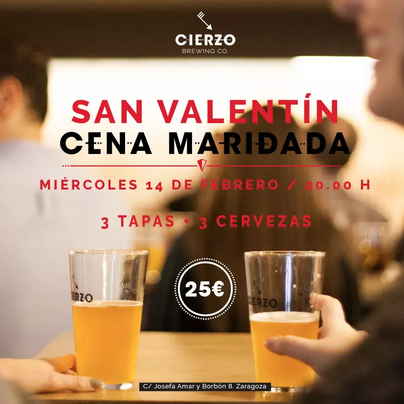 Cena maridada por San Valentín en el brewpub de Cierzo Brewing (Zaragoza)