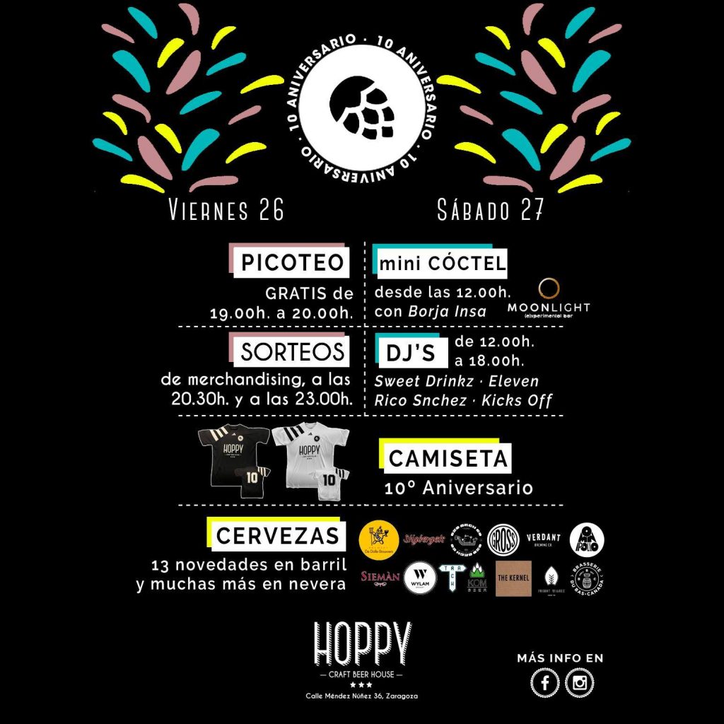 Cartel actividades 10º aniversario de Hoppy