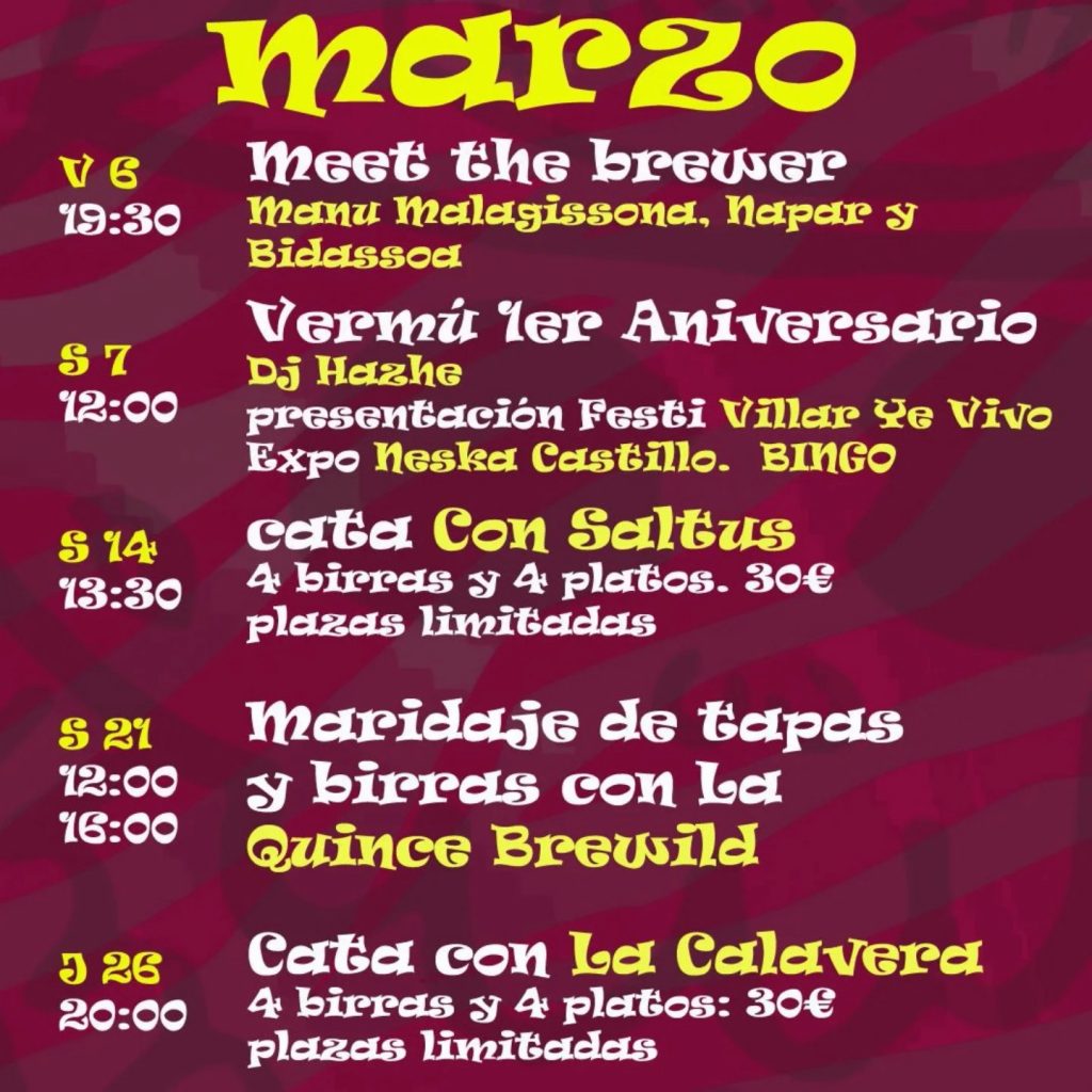 Agenda 1er aniversario Birrosta