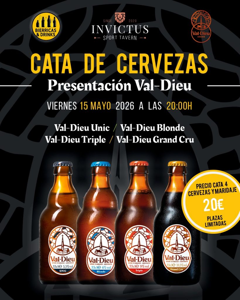 Cata maridada de cervezas Val Dieu en Invictus Sport Tavern