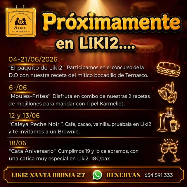 Agenda junio 2026 en Cervecería Líquidos