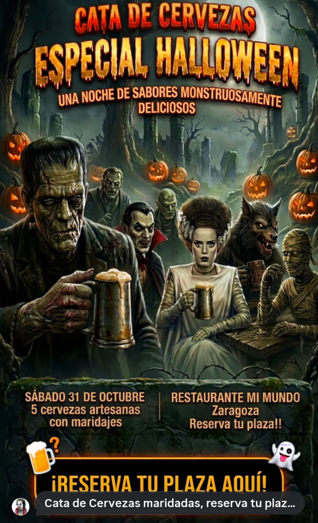 Cata de cervezas de Halloween en el restaurante MI Mundo